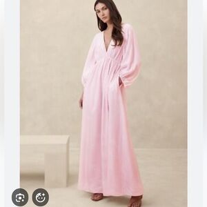 Banana Republic Silk Habotai Backless Maxi Dress Blush Pink V‑Neck Maxi Dress